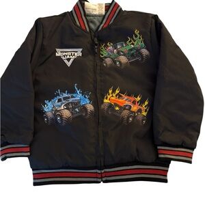 Monster Jam Black Jacket with Colorful Monster Trucks